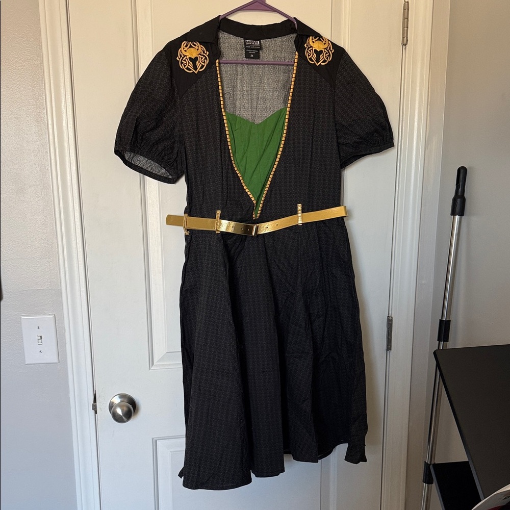 Her Universe Black Dress with Green and Gold Details